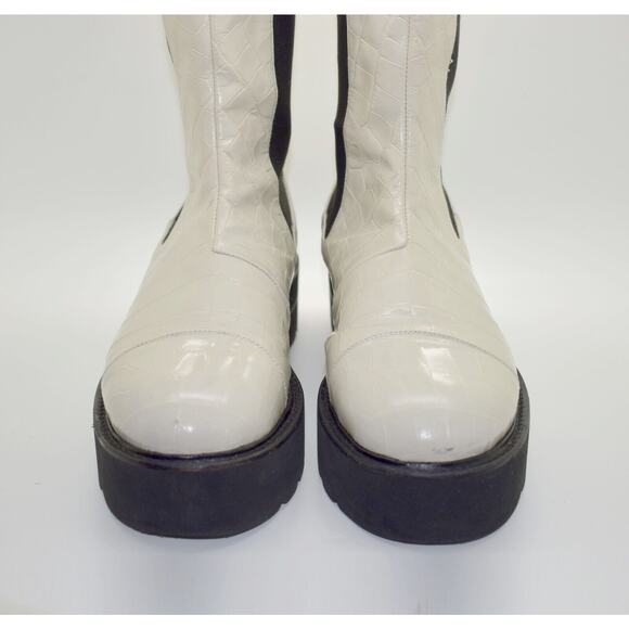 C0 STUART WEITZMAN Presley Oat White Leather Ultralift Platform Boots Size 11.5 - Picture 3 of 12